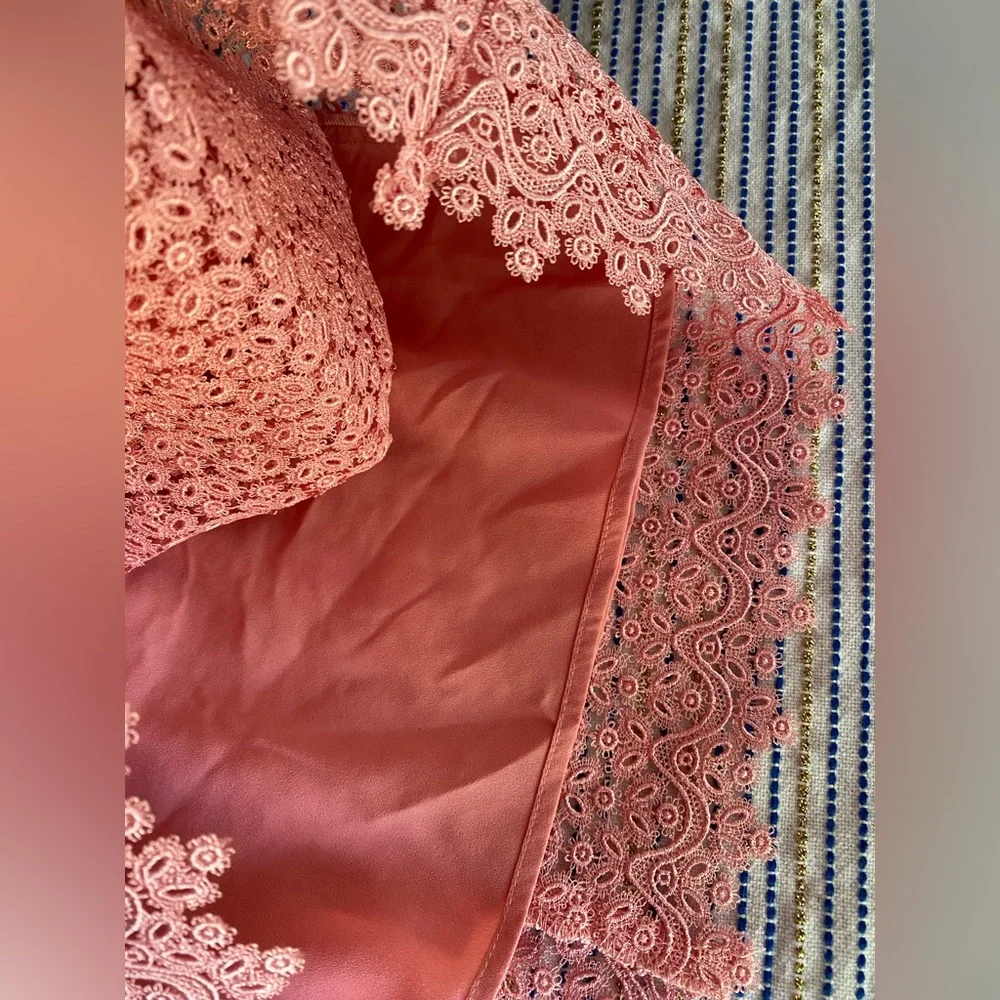 Sandro Lace Dress Pink Short Sleeve Size 36 FR - Picture 11 of 16